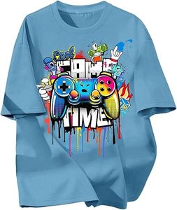 T-shirt à manches courtes ample pour garçon avec motif de lettres, design cool à col rond en polyester/coton - Product Image 4