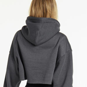 เสื้อฮู้ดครอปท็อปผู้หญิง ผ้าฝ้าย 100% ระบายอากาศ แห้งเร็ว โลโก้ด้านหน้าปรับแต่งได้ - Product Image 6