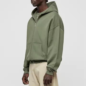 Custom Streetwear Zip-Up Hoodie Heavyweight 550gsm Cotton Regular Fit <b>Men's</b> Winter Embroidered Hoodies & Sweatshirts - Product Image 2