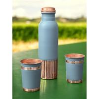 Vente en gros de bouteilles d'eau en cuivre classiques pour adultes, ensemble cadeau, logo personnalisé, emballage en boîte intelligente, 100% certifié écologique, export
