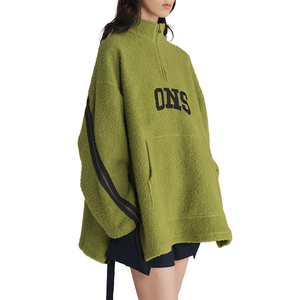 Sudadera de Felpa Personalizada de Alta Calidad, Holgada, Cuadrada, Extra Grande, con Media Cremallera, Cremallera en la Parte Trasera de la Manga, Gruesa, para Mujer - Product Image 5