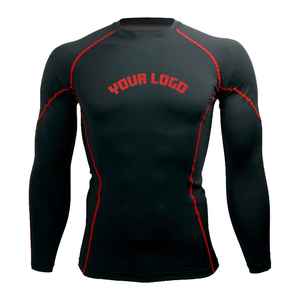 Top de compresión de poliéster de Spandex de manga corta Rash Guard para entrenamiento de gimnasia, correr, Fitness, impresión personalizada disponible - Product Image 1