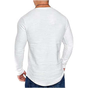 Camiseta de manga larga de corte holgado de servicio OEM de estilo informal de fitness de algodón 100% de alta calidad para hombres - Product Image 2