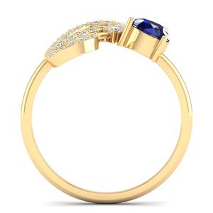 REYES Qualité supérieure 10K 14K 18K or massif taille poire 0.75 Carat bleu saphir pierres précieuses bagues femmes Moissanite bijoux de mariage - Product Image 4