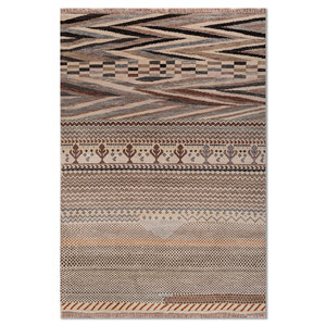 Tapis Manchaha en laine et soie noué à la main, motif géométrique, pour salon, chambre d'adolescent, couloir, modèle puzzle rectangulaire Lub-129 - Product Image 1