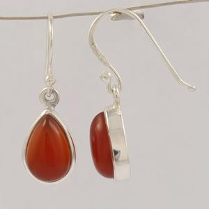 925 <b>Solid</b> Sterling <b>Silver</b> Carnelian Gemstone Dangle <b>Earrings</b> Elegant Wedding Jewelry for Women and Girls - Product Image 6