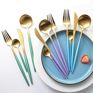 Morden alta calidad cuchillo de oro cuchara y tenedor restaurante cena juego de cubiertos de lujo de acero inoxidable para la boda real - Product Image 2