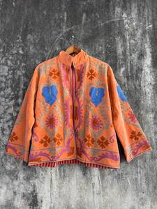 Handcrafted Luxury Velvet Suzani Embroidered Jacket for Women – Bohemian Statement <b>Coat</b> with Traditional Artisan Floral Design - Product Image 2