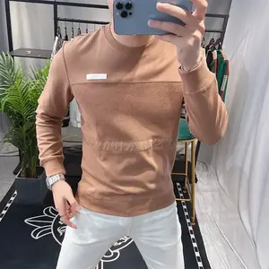 Sudaderas de Cuello Redondo para Hombre, Nueva Marca, 100% Algodón, Color Sólido Informal, Talla Grande XL, Estilo Estético con Capucha, Color Carbón - Product Image 1