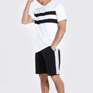 Survêtement d'été grande taille pour hommes en coton respirant avec logo graphique personnalisé t-shirt et short en polaire personnalisable ensemble uni vierge - Product Image 4