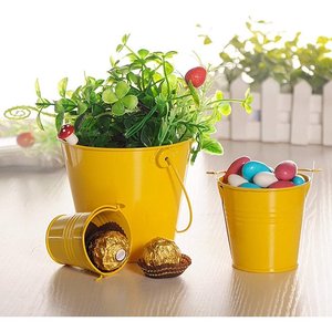3 pièces de seaux en métal galvanisé jaune avec poignées pour jardinière multifonctionnelle pour la maison, l'extérieur et le jardin. - Product Image 5