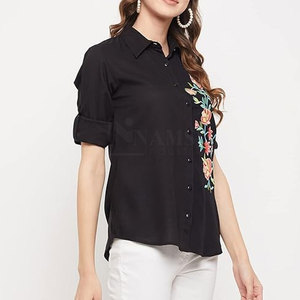 Reasonable Price Women Embroidery T Shirts Best Quality Made Women T Shirts Breathable Embroidery T Shirts - Product Image 5