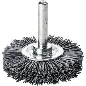 Polishing Pad <b>Round</b> <b>Brush</b> 50mm 6mm Shaft SiC Abrasive Bristles Grit 320 10mm Width 15000 RPM-LESSMANN - Product Image 1