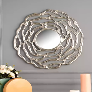 Unique <b>gold</b> rhombus-shaped <b>mirror</b> with intersecting geometric segments. Available at wholesale prices. - Product Image 5