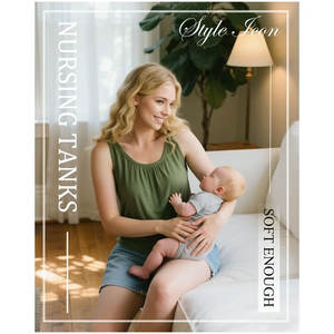 Camisetas sin mangas de maternidad para mujer, camisetas sin mangas fruncidas elásticas suaves para lactancia materna, embarazo posparto - Product Image 4