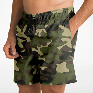 Camouflage Vert Plage Hommes Maille Shorts Mi-Longueur 7 Pouces Entrejambe Décontracté Designer Cordon Imperméable Solide Peint - Product Image 2