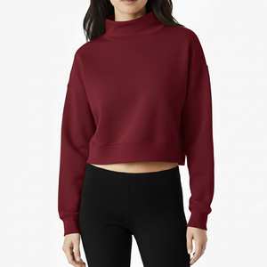 Top de Moda Urbana para Mujer, Estilo Griego Personalizado, Forrado, Sólido, Lavado, Holgado, con Cuello Alto Simulado, Estampado Invernal, Bordado 3D - Product Image 2