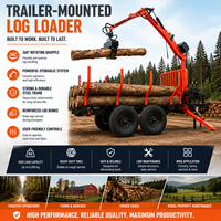 Chargeur de grumes professionnel monté sur remorque avec grue hydraulique et grappin pour le transport du bois et les travaux forestiers