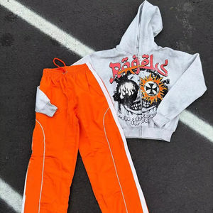 New Custom Lose Fitted French Terry Cotton Screen Printed Sweatsuits Wind Breaker Bottom <b>Pants</b> and <b>Baggy</b> Hoodie - Product Image 1