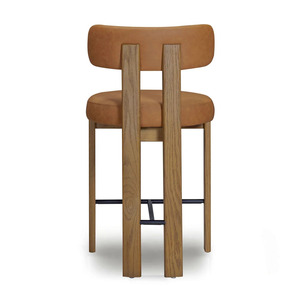 Chaise de salle à manger moderne en similicuir, chaise d'appoint rembourrée avec pieds en bois, siège décoratif pour salle à manger, restaurant, hôtel - Product Image 3