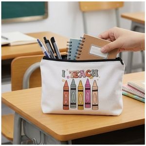 Bolsa de Cosméticos con Cierre para Maquillaje, Estuche de Papelería con Diseño de Crayones, Neceser para Regalo y Uso Escolar 22x13.5cm - Product Image 5