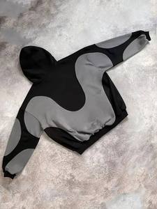 Sweat à capuche long surdimensionné pour homme en polyester/coton lourd 360 g/m², délavé à l'acide, décoloré par le soleil, avec strass, uni, pour l'hiver - Product Image 6