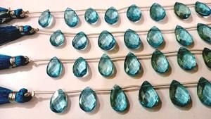 Cuentas de piedras preciosas facetadas en forma de pera de Topacio Azul Londres Natural 8x13 a 10x15mm graduado 8 pulgadas de largo vendido por hebra - Product Image 2