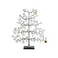 Arbre de présentation d'ornements en argent, décoration d'intérieur moderne, support d'artisanat en métal, base noire, décoration de vacances, centre de table haut