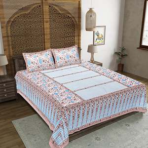 Juego de Sábanas Dobles 100% Algodón con Estampado Floral, 3 Piezas con 2 Fundas de Almohada (SHKV1032) - Product Image 1