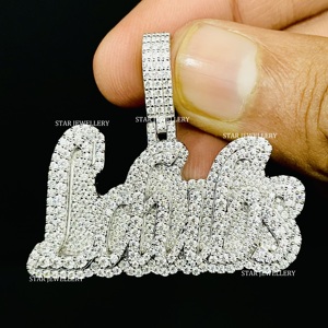 Colgante de letra personalizada con diamantes naturales redondos brillantes, chapado en oro de 10K, estilo hip hop, joyería unisex. - Product Image 1