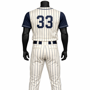 Custom Pinstripe <b>Baseball</b> Uniform Set OEM Polyester Breathable Team Jersey Pants Wholesale Sportswear Supplier - Product Image 2