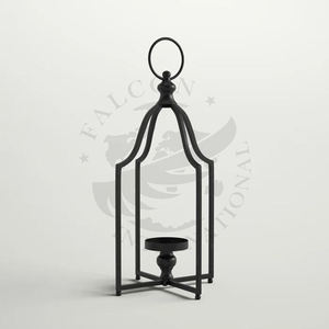 Lanterne à bougie de décoration d'intérieur en fer/acier et verre, design moderne, finition noire, lavée à la main, taille personnalisée - Product Image 5