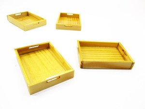 Dollhouse Miniatures Handmade 2 Vide Carré En Bois Plateau De Service Alimentaire Fourniture 9557 - Product Image 5