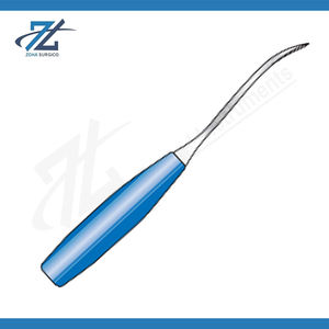 Ostéotome courbé Hip Set 260 mm manuel, manche Suregrip en acétal bleu, 2 instruments chirurgicaux en acier inoxydable certifiés CE - Product Image 2