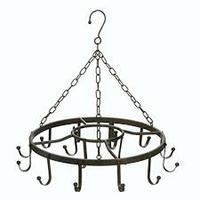 Support de suspension rond pour pot en métal avec revêtement en poudre argentée, design moderne, type crochet Tycon