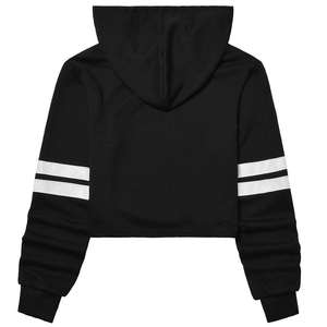 Sweat à capuche zippé intégral col roulé coupe ajustée pour femme, style streetwear court, 100% coton, anti-boulochage, respirant, épaules tombantes, imprimé numérique - Product Image 6