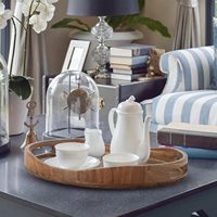 Nueva Bandeja Otomana de Madera de Acacia Ecológica con Asas, Plato Decorativo para Sala de Estar y Mesa de Centro en Vietnam