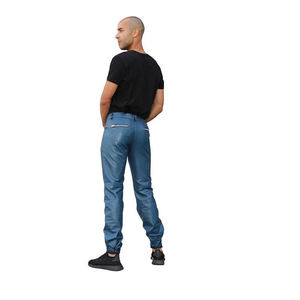 Pantalones lavados de cuero genuino para hombre, pantalones de moda de lujo, estilo Hip Hop, botón, cierre ligero - Product Image 4