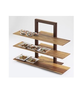 Soporte de exhibición de comida de 3 niveles de madera natural, equipo de restaurante moderno, soporte de pastel árabe para fiestas de cumpleaños en casa y ocasiones de boda - Product Image 1