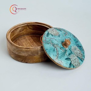 Premium Handcrafted Glass Roti Storage Casserole <b>with</b> Customized Size and Printed <b>Lid</b> Handmade Kitchen Hot Pot Dabba <b>Lid</b> - Product Image 6