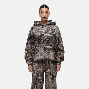 Sudadera con Capucha Extra Grande con Cremallera para Mujer, Estilo Camuflaje Bosque, Personalizada, Antiarrugas y Transpirable, para Gimnasio - Product Image 2