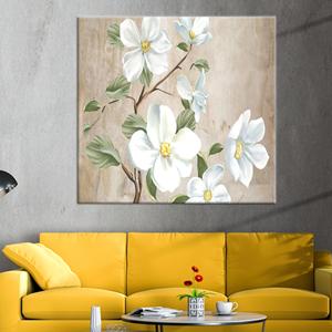 Impression sur toile de branche de fleur blanche : élégante décoration murale florale rustique, affiche roulée - Product Image 1