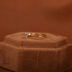 Solitaire <b>Heart</b> <b>Shape</b> Claw Setting Trendy Ring Elegant Design Wedding Ring With Lab Created Diamond in 18KT Yellow Gold - Product Image 2