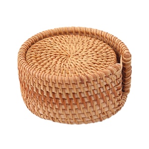 Tendance marché rotin sous-verre ensemble Table à thé rond tasse à thé bol rotin thé sous-verre ensemble accessoires de cuisine osier Jute sous-verres - Product Image 1