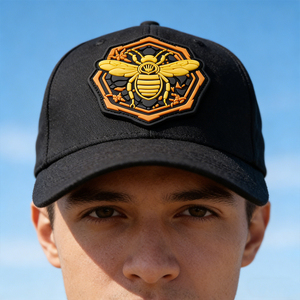 Patch en caoutchouc 3D hexagonal Bee-yond, patch en PVC personnalisé, design inspiré du nid d'abeille, patch en caoutchouc souple et durable pour sacs, chapeaux, vêtements - Product Image 1