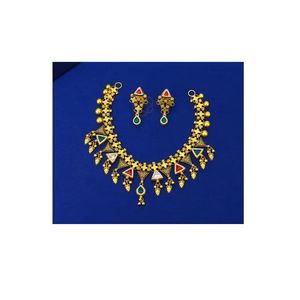 인도 제조업체 22K 골드 목걸이 귀 보석 세트 파티 기념일 도매 가격 웨딩 보석 할인 제공 - Product Image 1