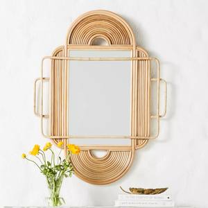 Espejos de baño modernos, espejo de montaje en pared de ratán hecho a mano natural extra grande de longitud completa - Product Image 4