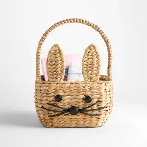 Bunny Cute King Craft Viet cestino pasquale intrecciato a mano simpatico coniglio cestini regalo di pasqua cesto di giacinto d'acqua