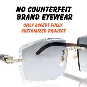 Lunettes de soleil de luxe pour hommes et femmes, sans monture, en moissanite et zircon, avec strass, pour inventaire de boutique et revente - Product Image 5