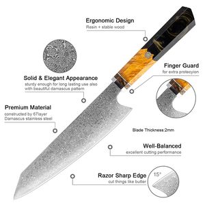 Venta al por mayor pedidos a granel personalizados OEM ODM servicio profesional cuchillo de cocina japonés Damasco acero cuchillo mango de madera cuchillo de Chef - Product Image 3